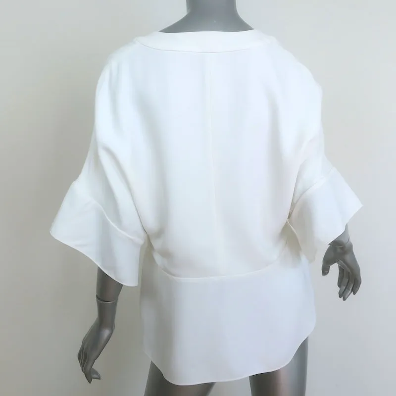 Chloé Blouse à Col en V en Crêpe de Lait Taille 40 Haut à Manches Courtes