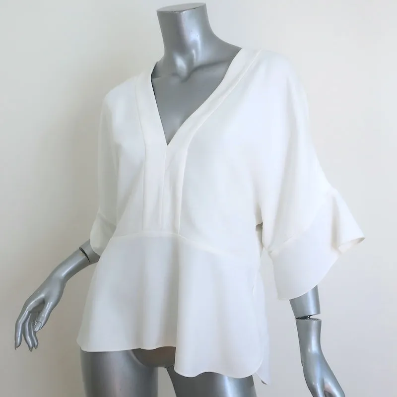 Chloé Blouse à Col en V en Crêpe de Lait Taille 40 Haut à Manches Courtes