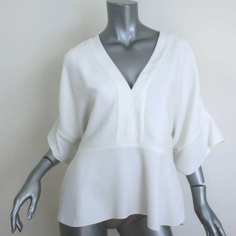 Chloé Blouse à Col en V en Crêpe de Lait Taille 40 Haut à Manches Courtes