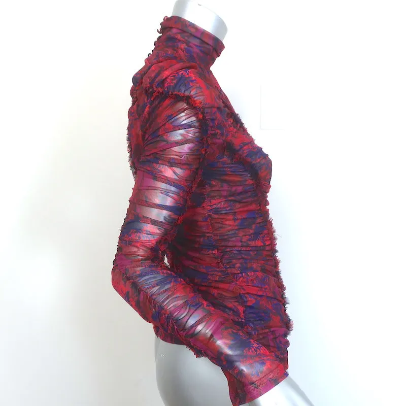 Cinq a Sept Ellianna Haut en Maille Plissé Imprimé Marbré Rouge/Violet Taille Moyenne