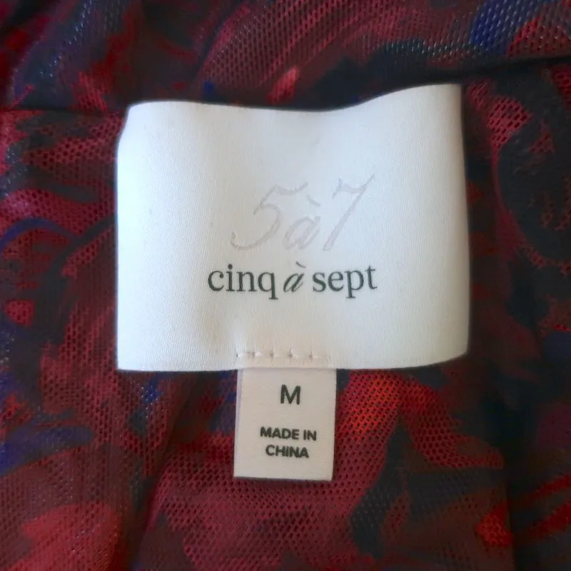 Cinq a Sept Ellianna Haut en Maille Plissé Imprimé Marbré Rouge/Violet Taille Moyenne