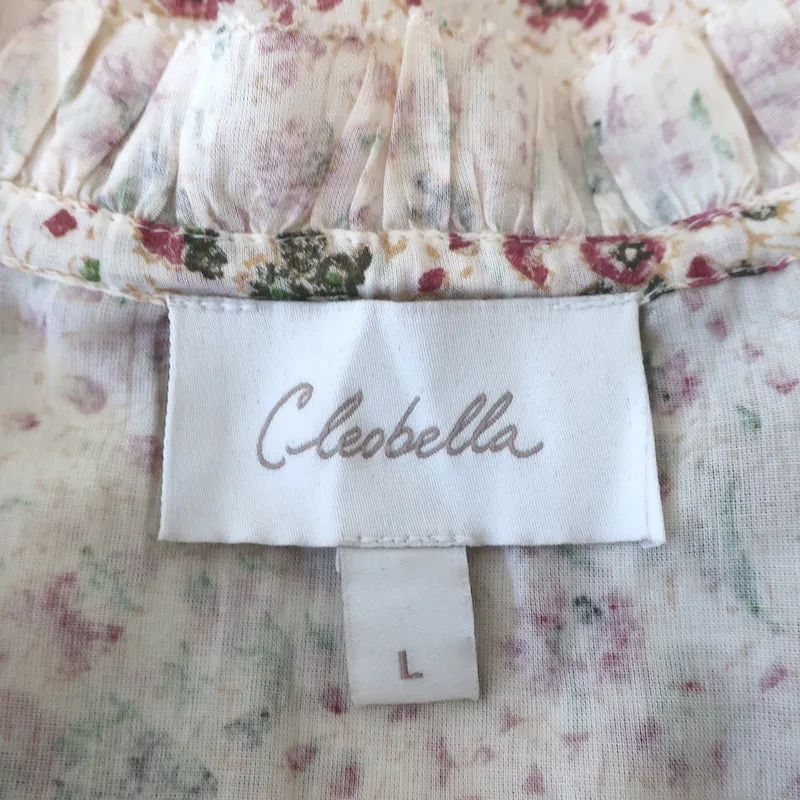 Cleobella Top Katy Crème Imprimé Floral en Coton Taille Large Blouse à Manches Papillon