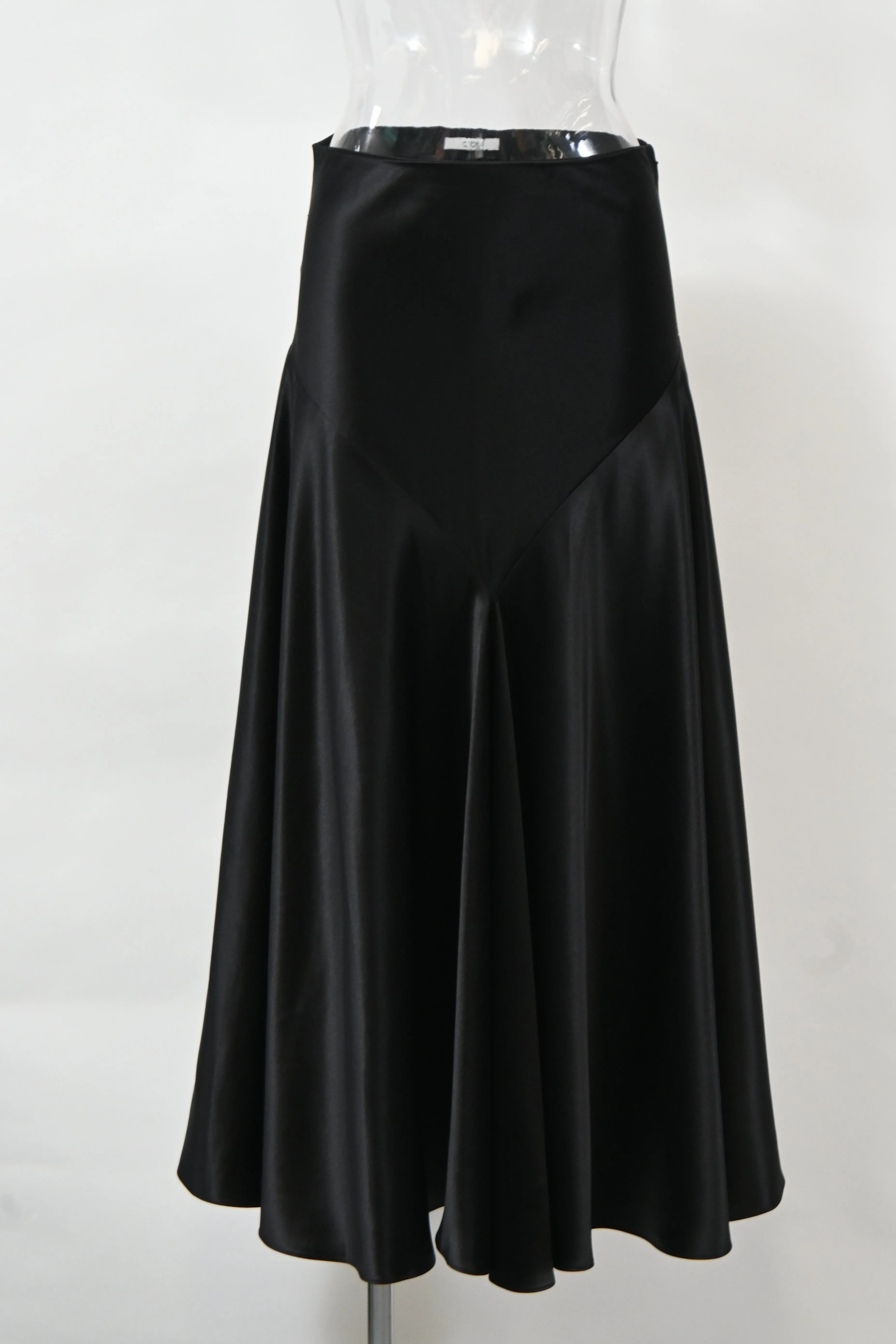 Jupe midi évasée taille haute en soie noire Co