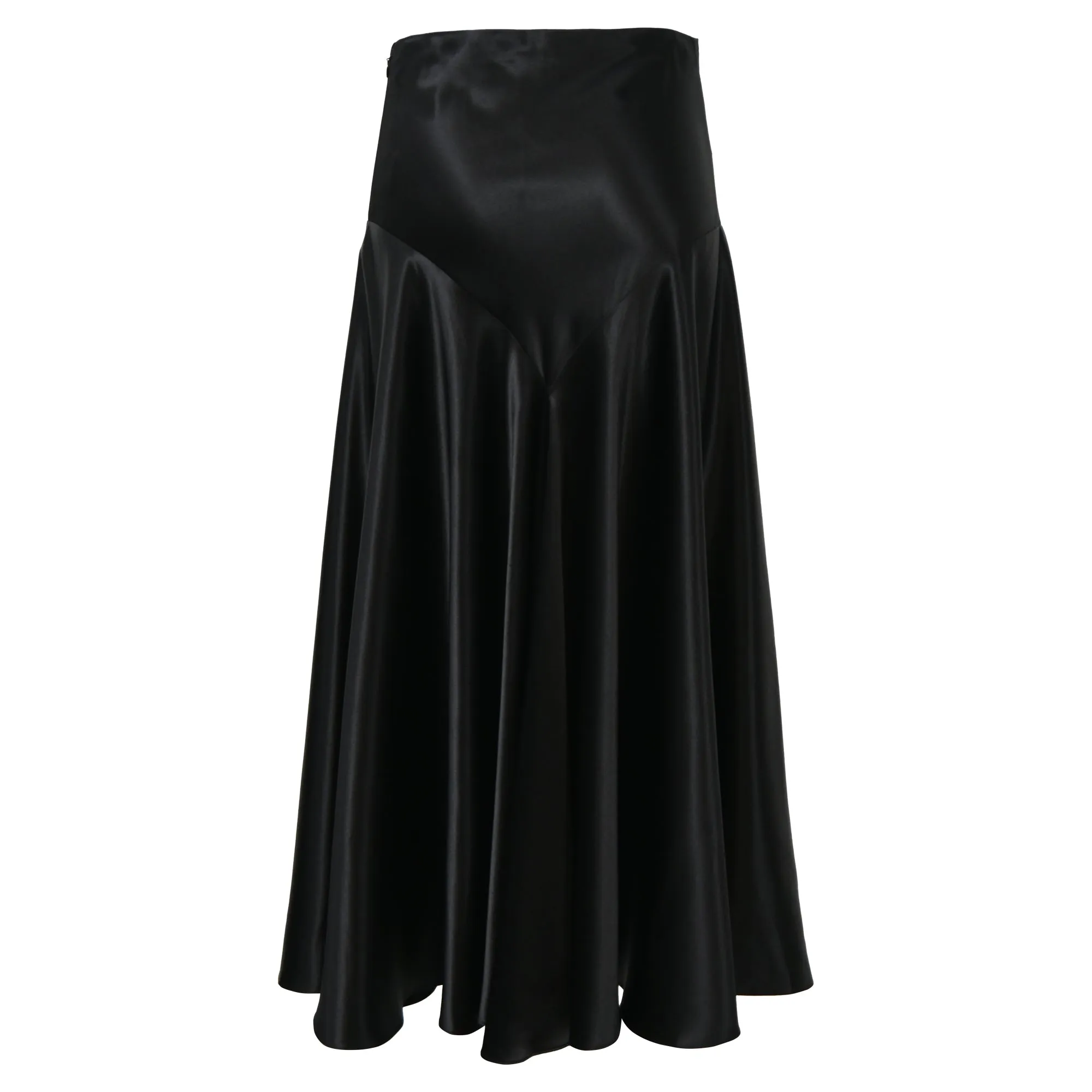 Jupe midi évasée taille haute en soie noire Co