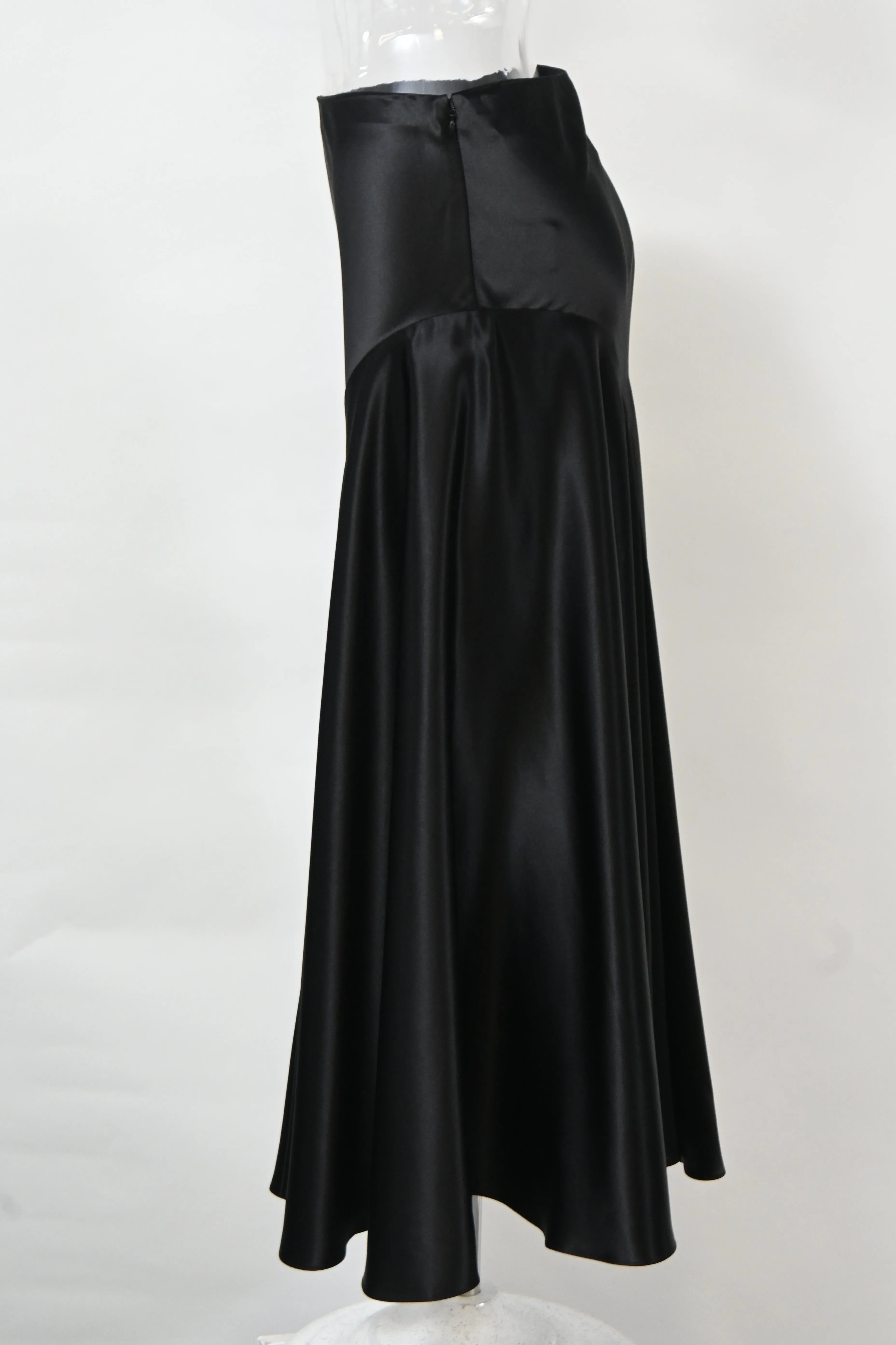 Jupe midi évasée taille haute en soie noire Co