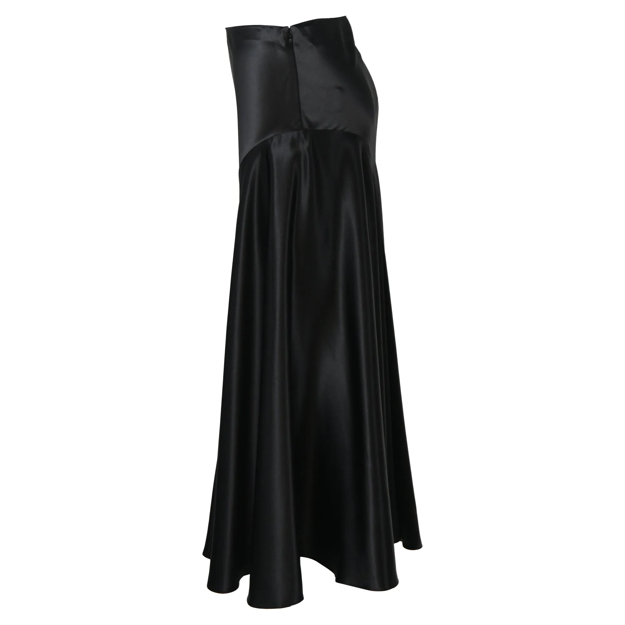 Jupe midi évasée taille haute en soie noire Co
