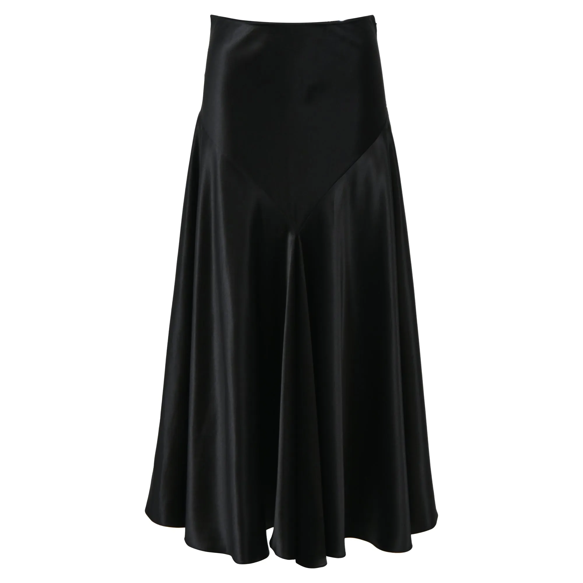 Jupe midi évasée taille haute en soie noire Co