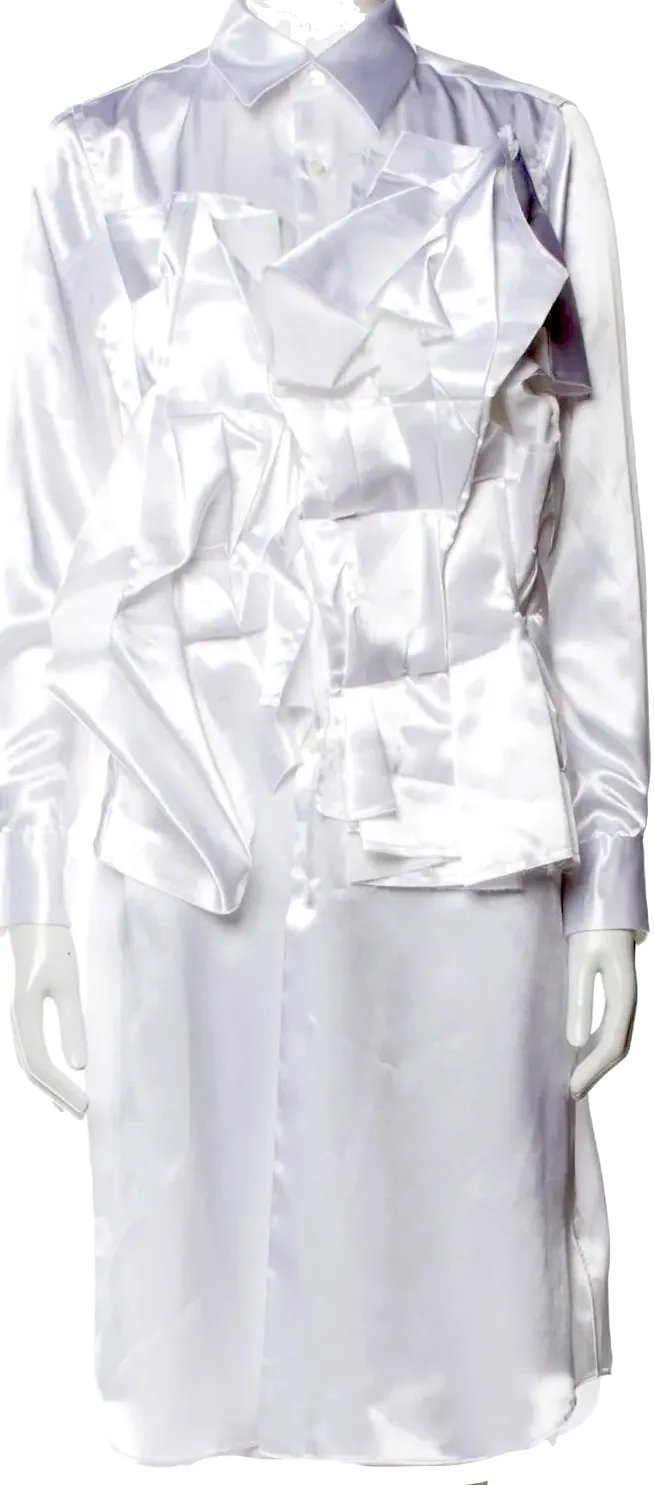 Comme des Garçons Japon. NEUF AVEC ÉTIQUETTES. Robe mi-longue blanche en PolyTech
