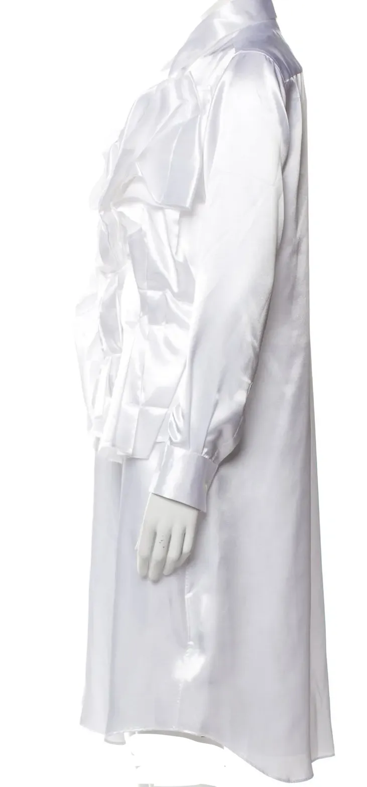 Comme des Garçons Japon. NEUF AVEC ÉTIQUETTES. Robe mi-longue blanche en PolyTech