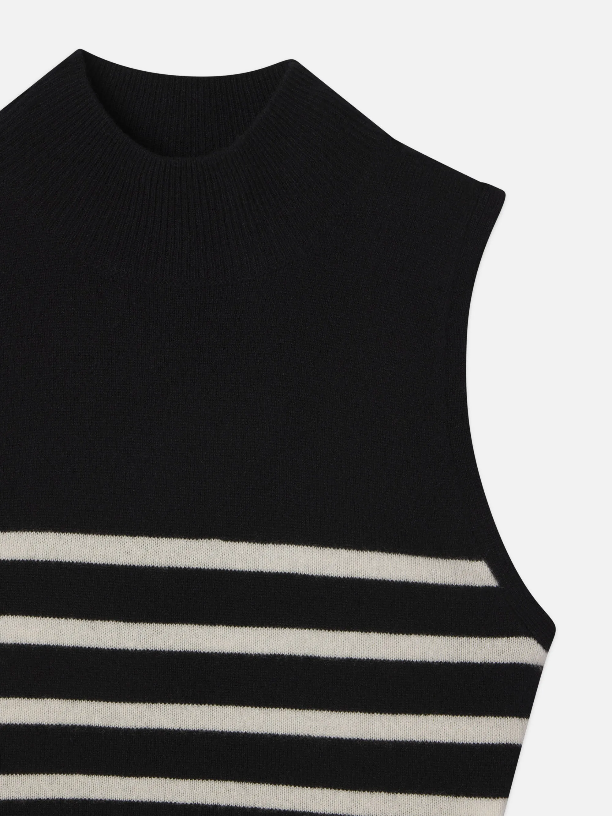 Pull en cachemire cintré à col montant -- Noir multicolore