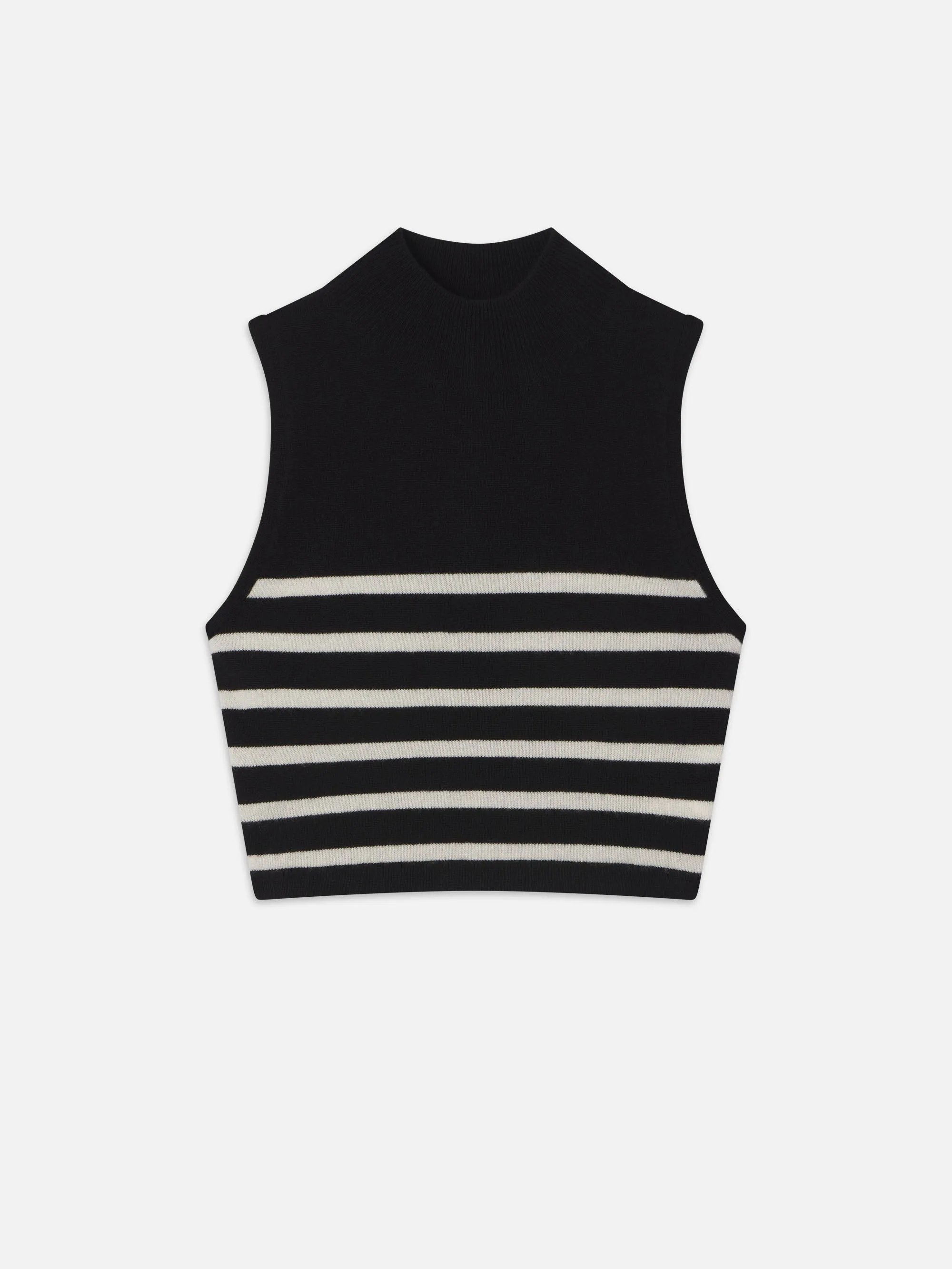 Pull en cachemire cintré à col montant -- Noir multicolore