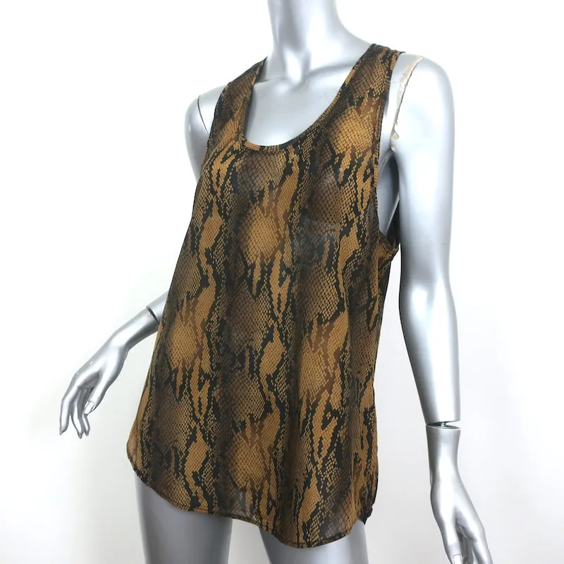 Current/Elliott Débardeur Bermuda Imprimé Peau de Serpent Marron en Coton-Soie Taille 3 NEUF