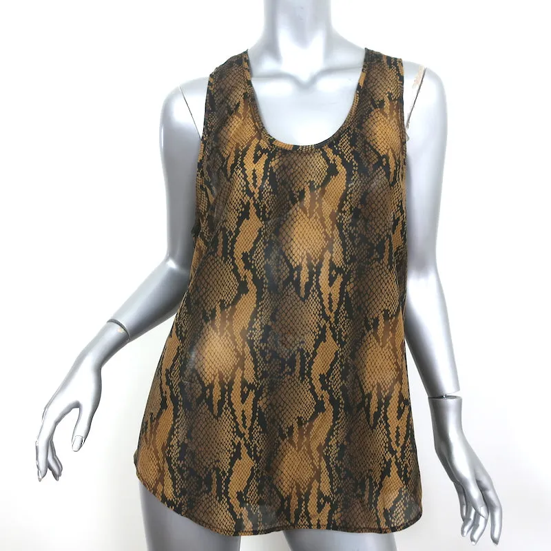 Current/Elliott Débardeur Bermuda Imprimé Peau de Serpent Marron en Coton-Soie Taille 3 NEUF