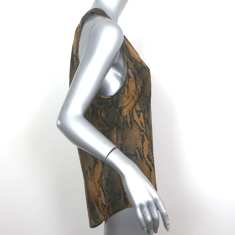 Current/Elliott Débardeur Bermuda Imprimé Peau de Serpent Marron en Coton-Soie Taille 3 NEUF