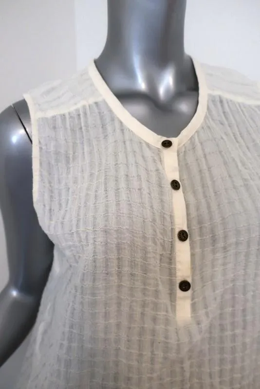 Current/Elliott Camila Trapèze Tank Crème Coton Froissé Taille 1 Haut Sans Manches