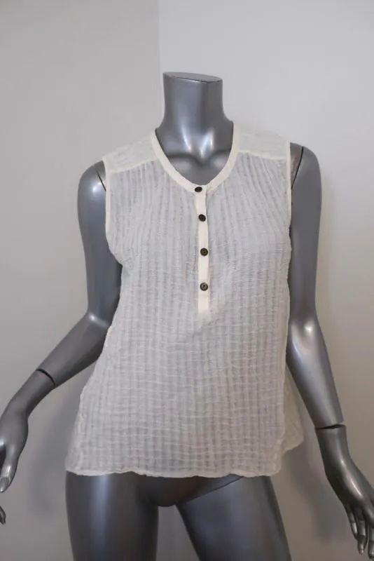 Current/Elliott Camila Trapèze Tank Crème Coton Froissé Taille 1 Haut Sans Manches