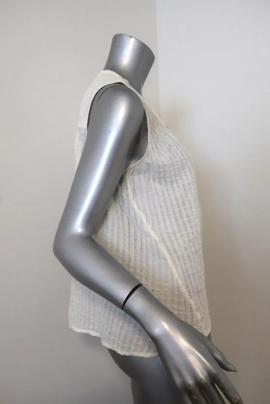 Current/Elliott Camila Trapèze Tank Crème Coton Froissé Taille 1 Haut Sans Manches