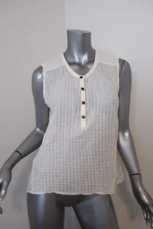 Current/Elliott Camila Trapeze Tank Cream Crinkled Cotton Size 1 Sleeveless Top
