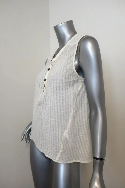 Current/Elliott Camila Trapèze Tank Crème Coton Froissé Taille 1 Haut Sans Manches