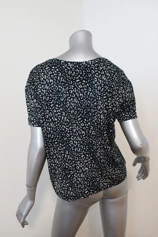 T-shirt Current/Elliott Tee Clary Hunter Green Imprimé Léopard en Lin Taille 1 Haut
