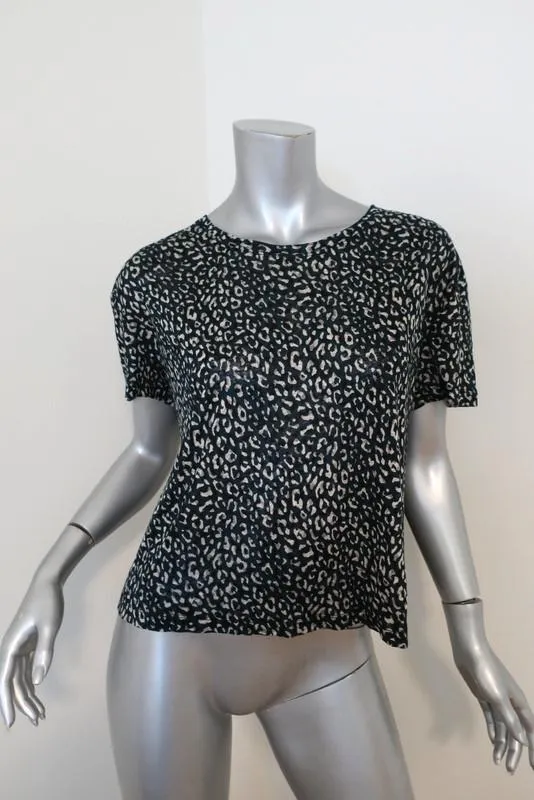 T-shirt Current/Elliott Tee Clary Hunter Green Imprimé Léopard en Lin Taille 1 Haut