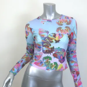 Cynthia Rowley Sunkissed Rashguard Top Blue Butterfly Print Size Medium