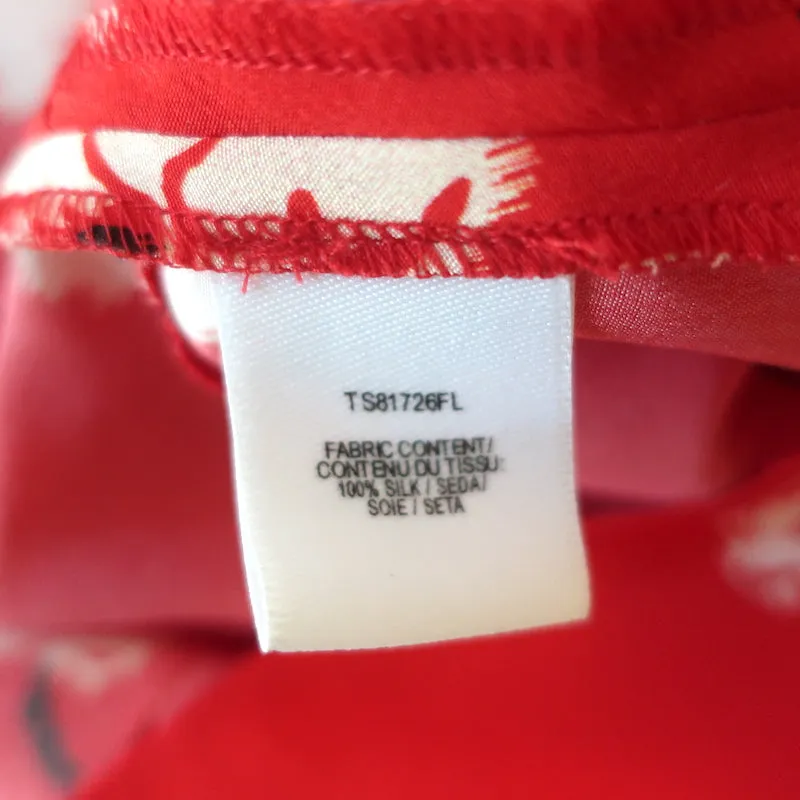 Derek Lam 10 Crosby Blouse Asymétrique Rouge à Fleurs en Soie Taille 2 Haut à Manches Longues