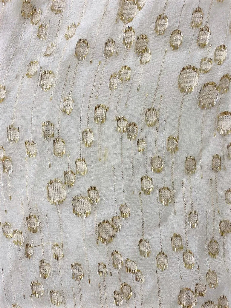 Derek Lam 10 Crosby Blouse Crème/Or Métallique Fil Coupé Taille 2 Haut à Manches Nouées