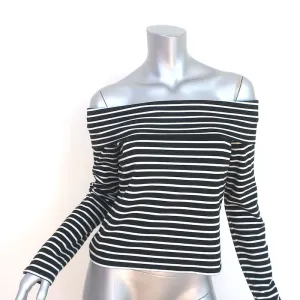 Derek Lam 10 Crosby Off the Shoulder Top Black/White Striped Jersey Size Medium