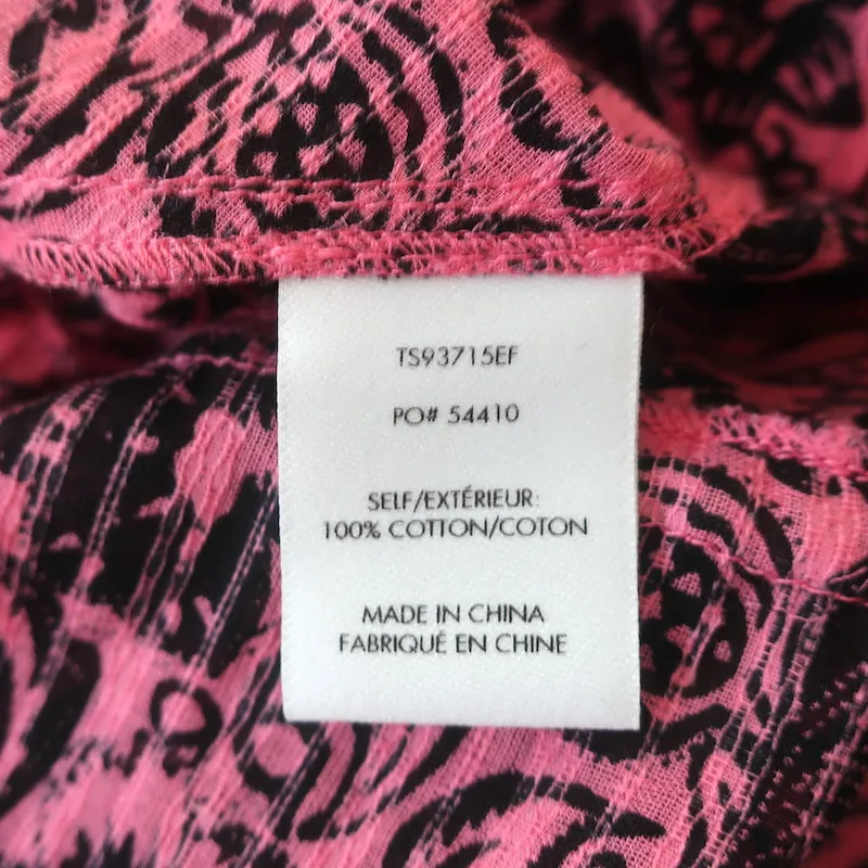 Derek Lam 10 Crosby Haut Rose Imprimé Floral en Coton Taille 2 Blouse à Col Noué NEUVE