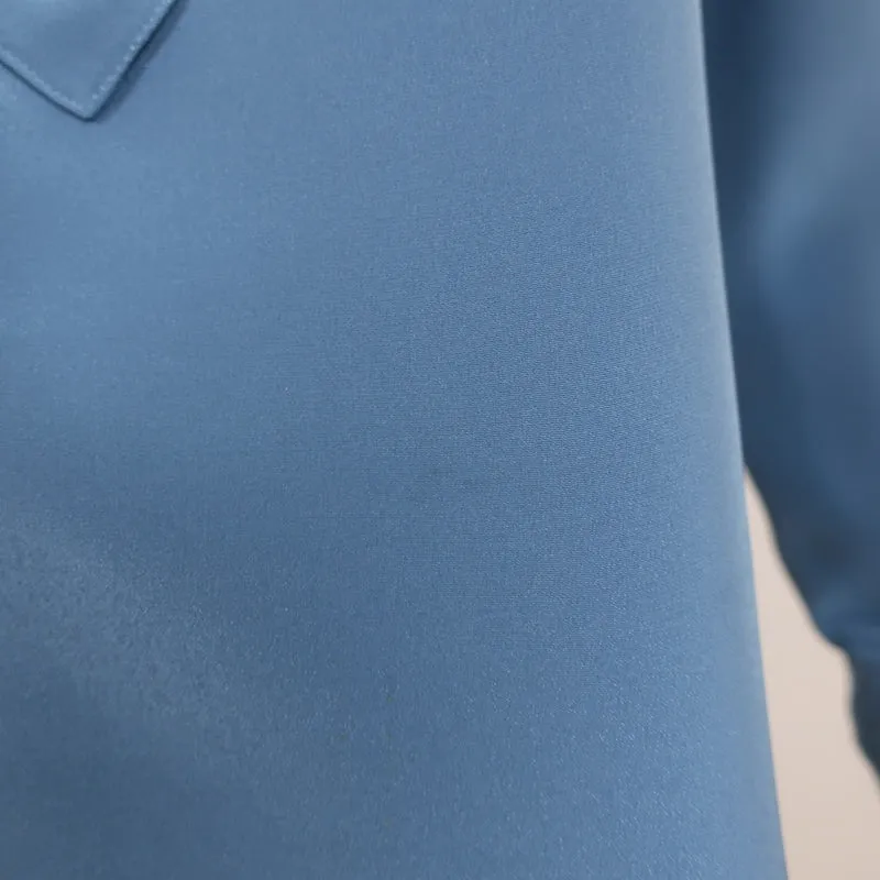 Derek Lam Blouse Demi-encolure en Soie Bleue Taille 2 Haut à Manches Longues