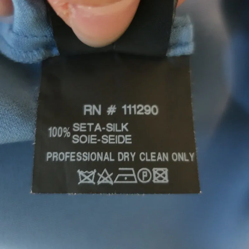 Derek Lam Blouse Demi-encolure en Soie Bleue Taille 2 Haut à Manches Longues