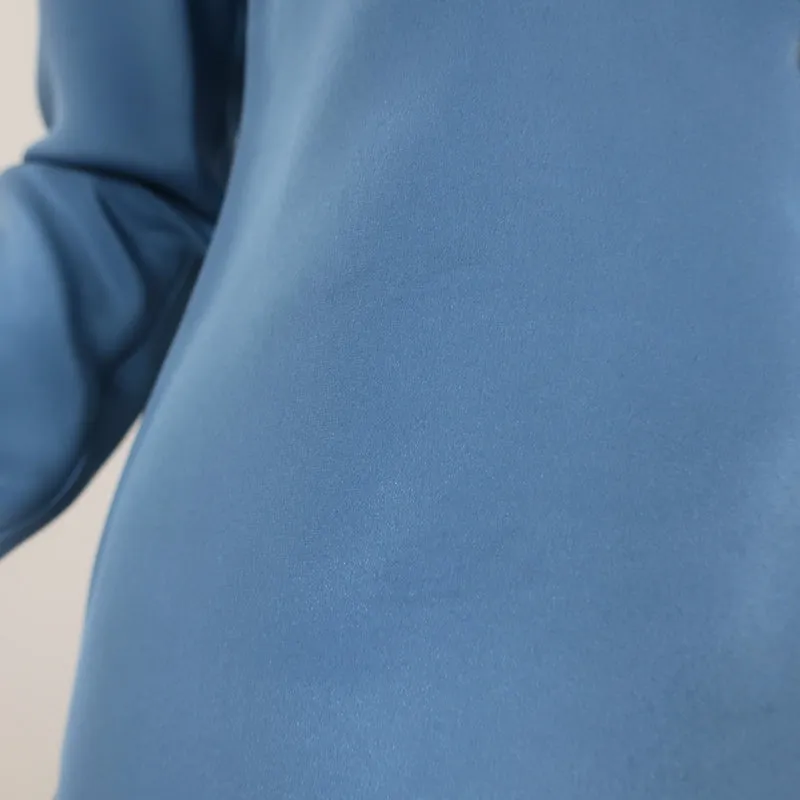 Derek Lam Blouse Demi-encolure en Soie Bleue Taille 2 Haut à Manches Longues