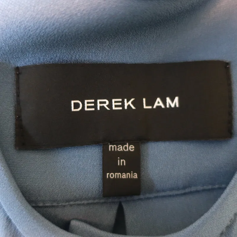 Derek Lam Blouse Demi-encolure en Soie Bleue Taille 2 Haut à Manches Longues