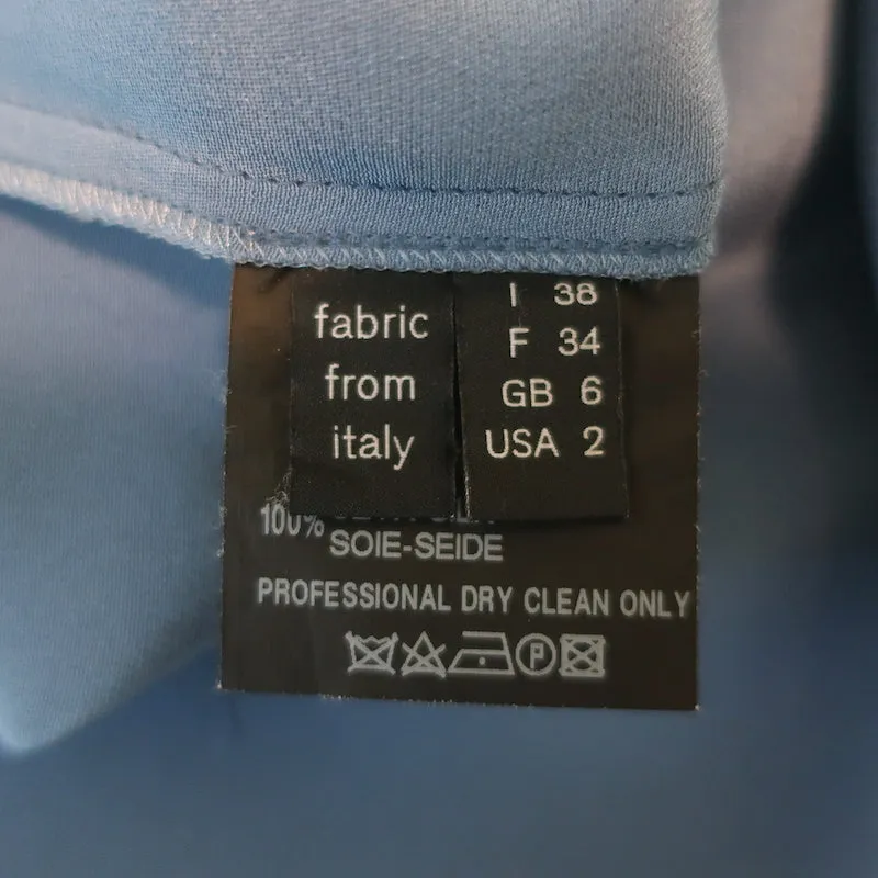 Derek Lam Blouse Demi-encolure en Soie Bleue Taille 2 Haut à Manches Longues