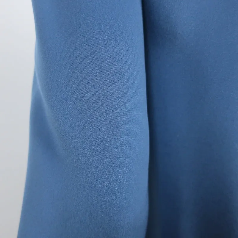 Derek Lam Blouse Demi-encolure en Soie Bleue Taille 2 Haut à Manches Longues