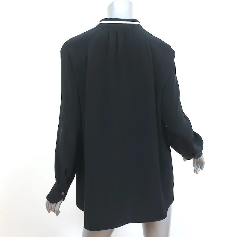 Derek Lam Chemisier à Nœud Papillon Sonia en Soie Noire Taille US 10 Haut à Manches Longues NEUF
