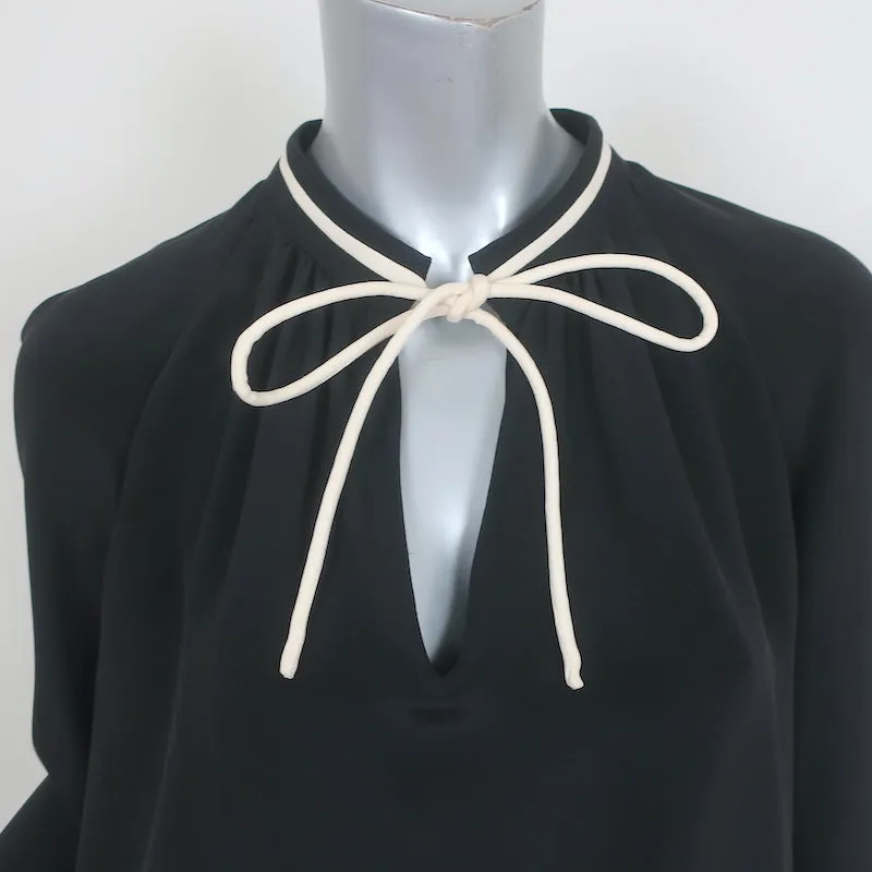 Derek Lam Chemisier à Nœud Papillon Sonia en Soie Noire Taille US 10 Haut à Manches Longues NEUF