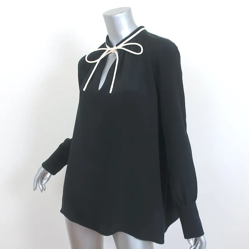 Derek Lam Chemisier à Nœud Papillon Sonia en Soie Noire Taille US 10 Haut à Manches Longues NEUF