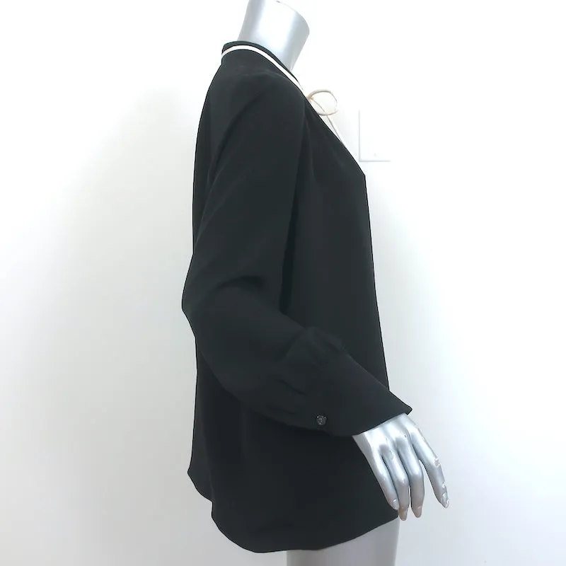 Derek Lam Chemisier à Nœud Papillon Sonia en Soie Noire Taille US 10 Haut à Manches Longues NEUF