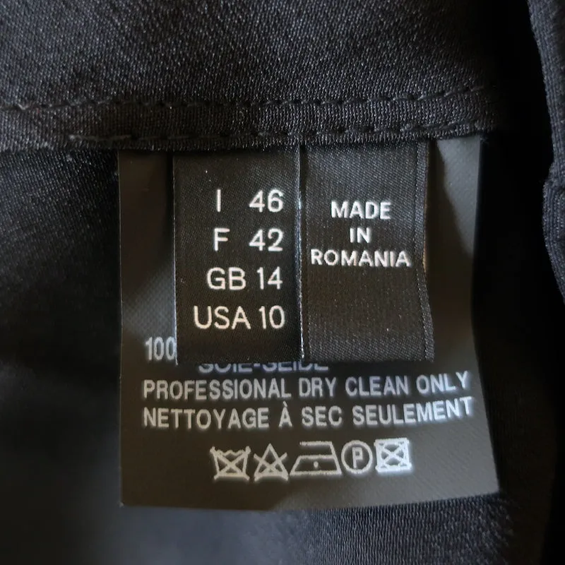 Derek Lam Chemisier à Nœud Papillon Sonia en Soie Noire Taille US 10 Haut à Manches Longues NEUF