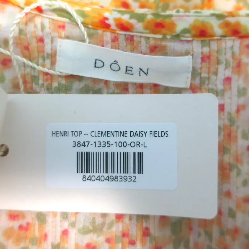 Doen Henri Clementine Haut à Volants Daisy Fields Imprimé Fleuri en Coton Taille Large NEUF