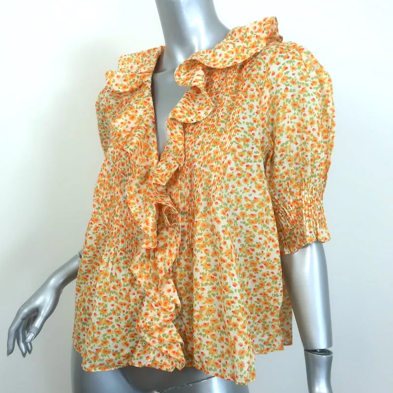 Doen Henri Clementine Haut à Volants Daisy Fields Imprimé Fleuri en Coton Taille Large NEUF
