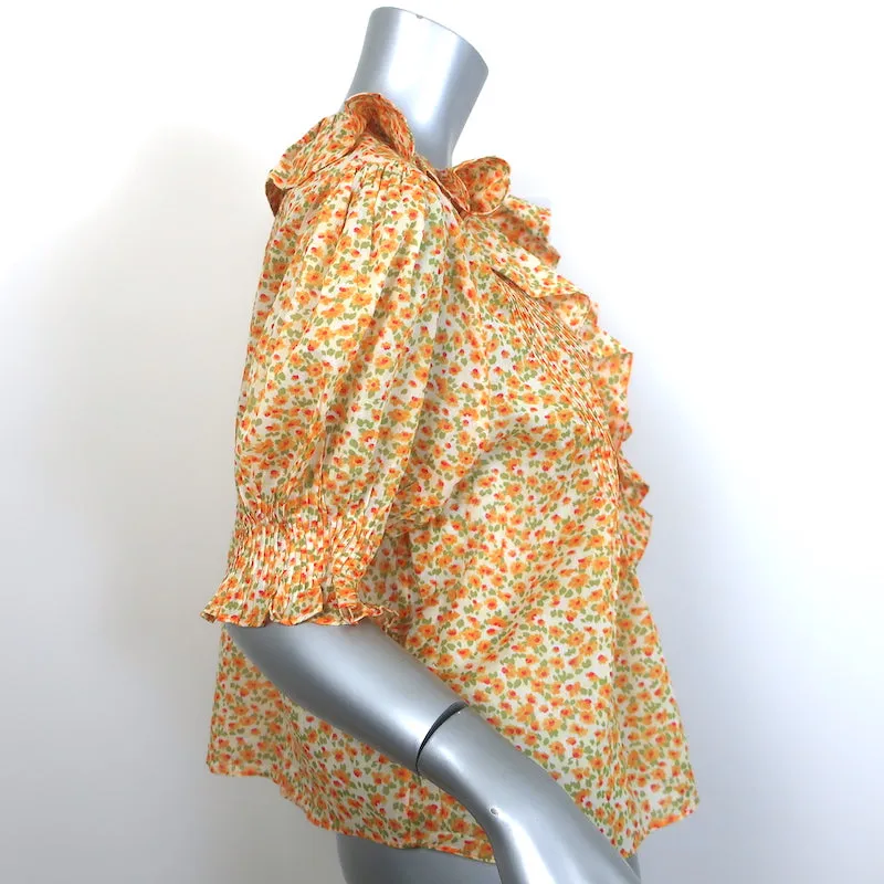 Doen Henri Clementine Haut à Volants Daisy Fields Imprimé Fleuri en Coton Taille Large NEUF