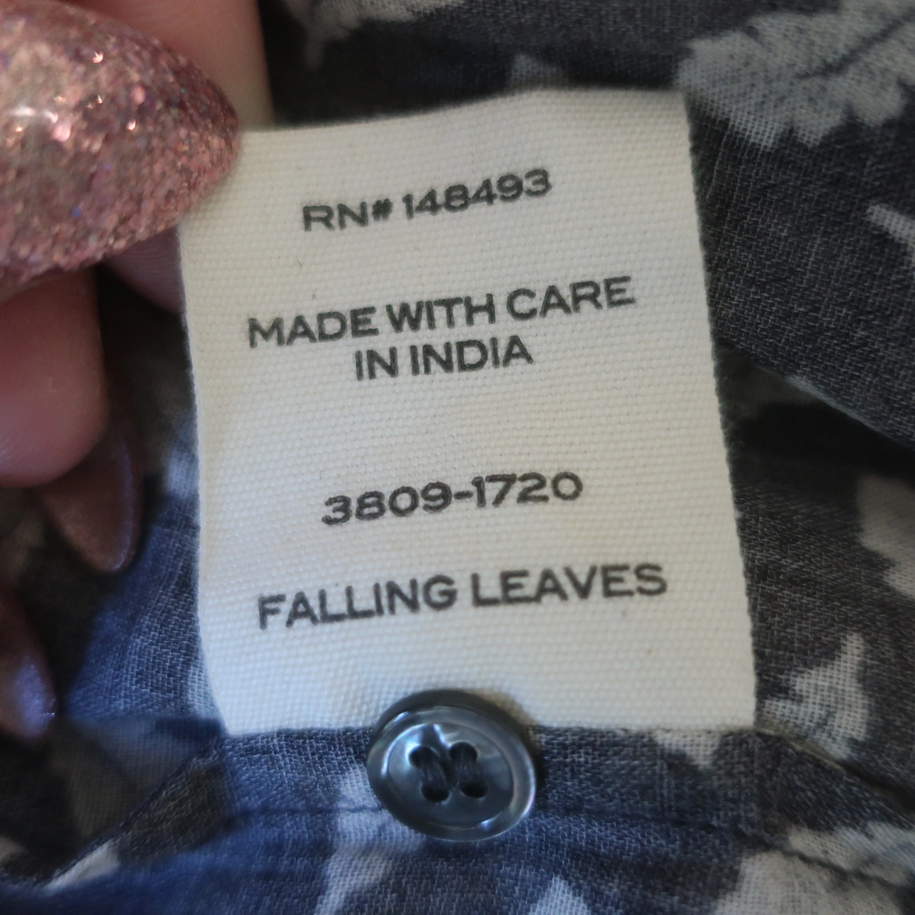 Doen Blouse à Col Noué Norma Imprimé Feuille Charbon Voile Taille Moyenne Manches Longues