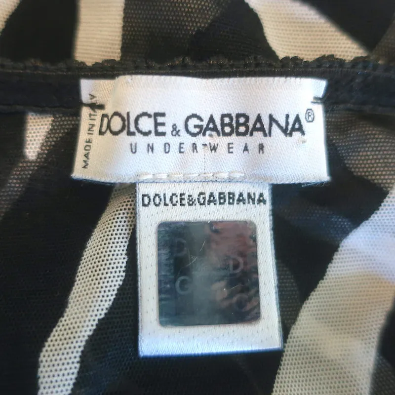 Dolce & Gabbana Sous-vêtements Haut en maille imprimé zèbre Noir/Blanc Taille L