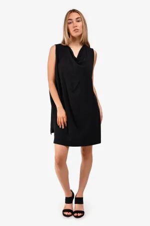 Dries Van Noten Black Cotton Blend Cowl Neck Mini Dress Size L
