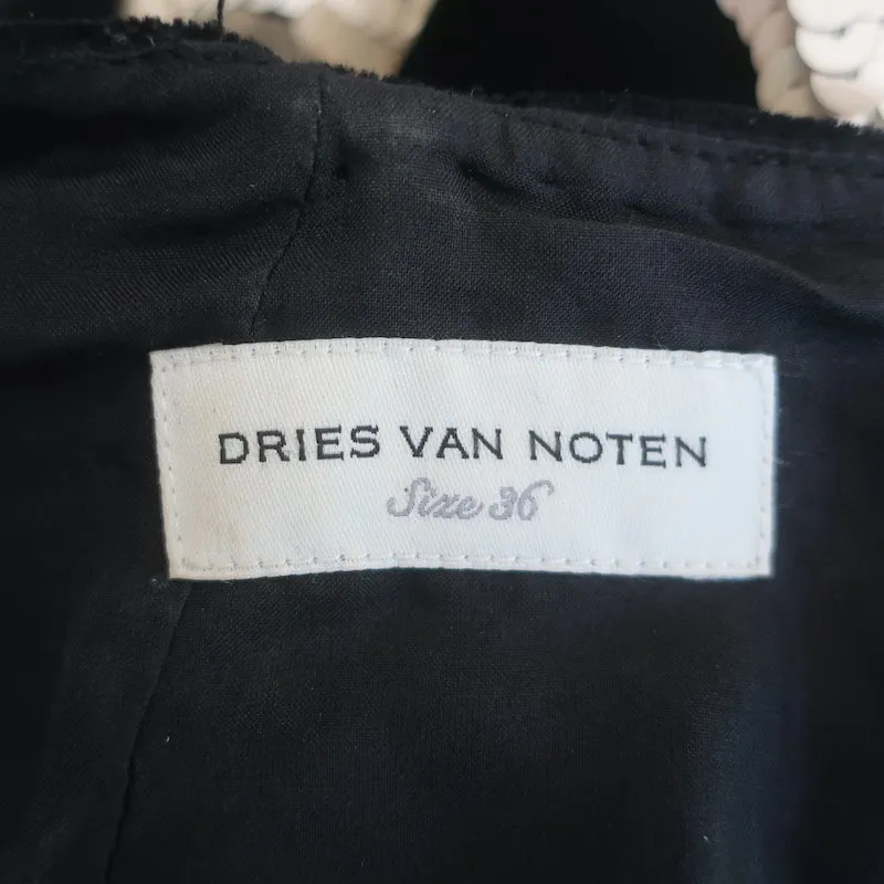Dries Van Noten Haut à paillettes girafe Velours noir Taille 36 Blouse à manches courtes