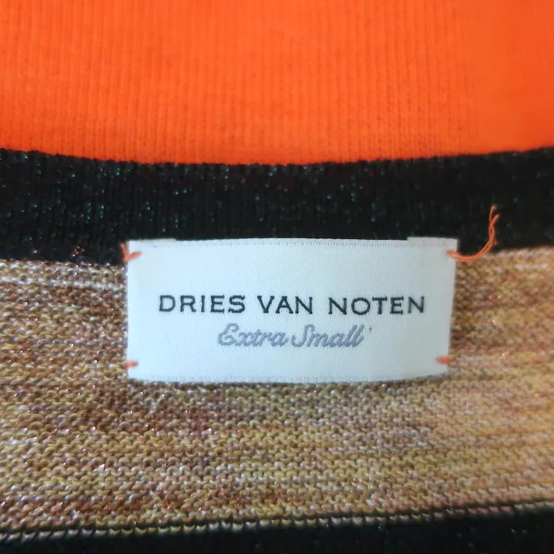 Dries Van Noten Haut en maille métallique rayé Or/Multicolore Taille Très Petit
