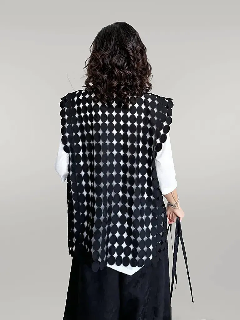 Gilet en filet à motif circulaire audacieux